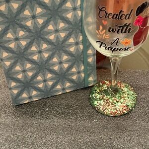 Patterned Journal and Decorative Wine Glass Set
